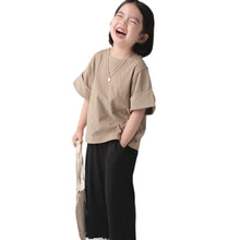 Load image into Gallery viewer, BB-2402SE-Japanese style spring and summer boys and girls wide cuffs short-sleeved T-shirt parent-child wear