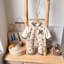 Load image into Gallery viewer, 2401249LS-Spring buttoned letter bear climbing suit