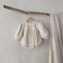 Load image into Gallery viewer, Y9378LS-Corduroy long-sleeved embroidered lace trim bodysuit