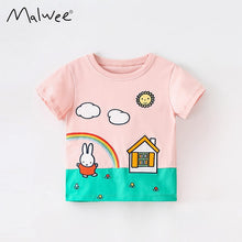 Load image into Gallery viewer, 8114SE-malwee summer European and American children's sun round neck short-sleeved top