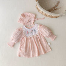 Load image into Gallery viewer, Y6321DS-Long-sleeved lace exquisite embroidered flower princess dress + hat