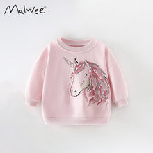 Load image into Gallery viewer, 8605SE-Autumn malwee European and American children's casual long-sleeved unicorn top