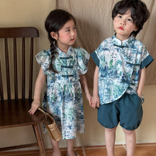 Load image into Gallery viewer, X86015TG-Summer Chinese landscape print suit & dress