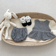 Load image into Gallery viewer, H10028TG-Summer embroidered plaid sleeveless top + bread shorts two-piece set