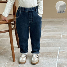 Load image into Gallery viewer, D83565PA-Autumn and winter elastic one-piece plus velvet slim-fit denim casual pants