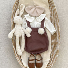 Load image into Gallery viewer, M2081LS-Autumn solid color all-match knitted wool ball sling bodysuit