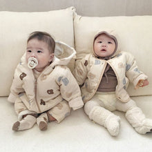Load image into Gallery viewer, Y7237LS-Mini bear quilted cardigan jumpsuit