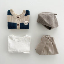 Load image into Gallery viewer, MY7303SE-Autumn and winter fashion striped bear patch open vest