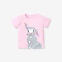 Load image into Gallery viewer, 55062SE-Summer cotton cartoon offset round neck short-sleeved top