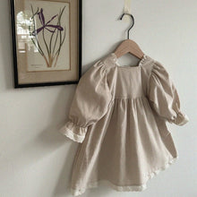 Load image into Gallery viewer, Y6406DS-Corduroy lace lantern sleeve dress