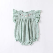 Load image into Gallery viewer, D23110-Summer embroidery sweet and cute small flying sleeve baby crawling clothes