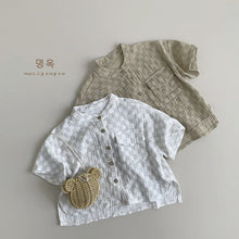 Load image into Gallery viewer, 88036SE-Summer plaid shirt thin cotton short-sleeved top