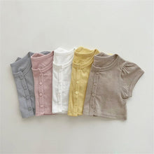 Load image into Gallery viewer, 25D701PCW- Korean style comfortable soft casual parent-child single-breasted short-sleeved top