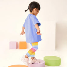 Load image into Gallery viewer, H22137TG-Summer cartoon bear print top + rainbow trousers