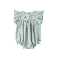 Load image into Gallery viewer, D23110-Summer embroidery sweet and cute small flying sleeve baby crawling clothes