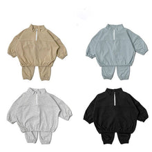 Load image into Gallery viewer, Y8353TG-Autumn Korean version for boys and girls, fashionable stand-up collar, zippered casual sweatshirt, two-piece set