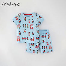 Load image into Gallery viewer, 8358TG-malwee summer dress European and American military team print round neck short-sleeved top + shorts two-piece set