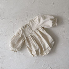 Load image into Gallery viewer, Y9378LS-Corduroy long-sleeved embroidered lace trim bodysuit