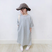 Load image into Gallery viewer, 23007PCW-Spring and summer Japanese style color matching backless open X long loose parent-child dress
