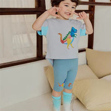 將圖片載入圖庫檢視器 24115SE-夏季韓版寬鬆恐龍短袖純棉拼色上衣【許願款】