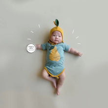 將圖片載入圖庫檢視器 24030414LS-夏季寶寶梨子印花連身哈衣+帽