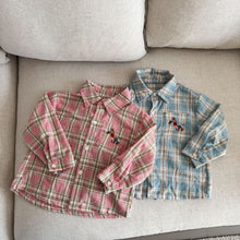 Load image into Gallery viewer, CC260820SE-春秋季刺繡小馬格紋長袖襯衫