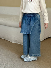 Load image into Gallery viewer, DK250688PA-秋冬季抓絨假兩件牛仔款褲