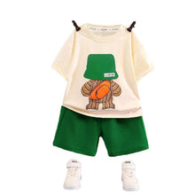 Load image into Gallery viewer, PM001TG-Summer casual suit loose backpack printed short-sleeved top + waffle shorts