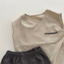Load image into Gallery viewer, 25D143TG- Korean version of boys and girls contrast color children's simple vest shorts suit