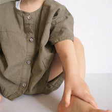 Load image into Gallery viewer, 23D413TG-Korean version ins children's summer new fashion loose imitation cotton and linen retro style shirt shorts boys and girls suit
