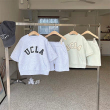 Load image into Gallery viewer, 24D696TG-Korean version ins children's summer fashion new suit boys and girls Korean style casual letter short-sleeved shorts two-piece suit