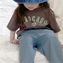 Load image into Gallery viewer, 24D1034SE- Korean version of boys and girls summer new tops children's stylish letters avocado graffiti round neck casual short-sleeved T-shirt