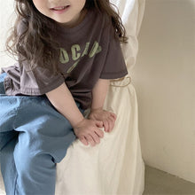 Load image into Gallery viewer, 24D1034SE- Korean version of boys and girls summer new tops children's stylish letters avocado graffiti round neck casual short-sleeved T-shirt