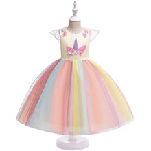 Load image into Gallery viewer, DJS003DS-ins children's clothing foreign trade children's unicorn rainbow dress princess dress festival performance costume princess dress
