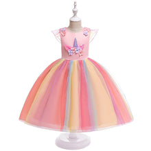 Load image into Gallery viewer, DJS003DS-ins children's clothing foreign trade children's unicorn rainbow dress princess dress festival performance costume princess dress