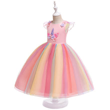 Load image into Gallery viewer, DJS003DS-ins children's clothing foreign trade children's unicorn rainbow dress princess dress festival performance costume princess dress