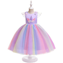 Load image into Gallery viewer, DJS003DS-ins children's clothing foreign trade children's unicorn rainbow dress princess dress festival performance costume princess dress