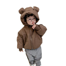 Load image into Gallery viewer, WH121901SE-Winter Korean style cartoon bear hat cotton jacket long sleeve coat