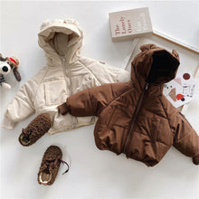 Load image into Gallery viewer, WH121901SE-Winter Korean style cartoon bear hat cotton jacket long sleeve coat