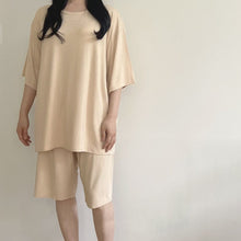 將圖片載入圖庫檢視器 ER055PCW-夏款韓版薄款兒童家居短袖上衣+短褲套裝