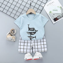 Load image into Gallery viewer, DT16TG-Children's short-sleeved suit pure cotton summer baby clothes Korean version girls T-shirt boys clothing foreign trade children's clothing