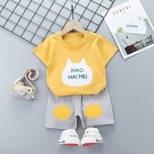 Load image into Gallery viewer, DT16TG-Children's short-sleeved suit pure cotton summer baby clothes Korean version girls T-shirt boys clothing foreign trade children's clothing