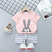 Load image into Gallery viewer, DT16TG-Children's short-sleeved suit pure cotton summer baby clothes Korean version girls T-shirt boys clothing foreign trade children's clothing