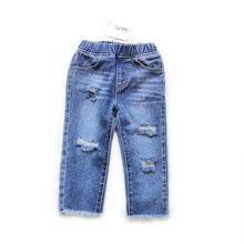 Load image into Gallery viewer, 20004PA-Korean summer INS front and back hole denim nine-point pants
