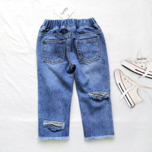 Load image into Gallery viewer, 20004PA-Korean summer INS front and back hole denim nine-point pants