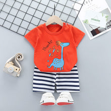 Load image into Gallery viewer, DT16TG-Children's short-sleeved suit pure cotton summer baby clothes Korean version girls T-shirt boys clothing foreign trade children's clothing