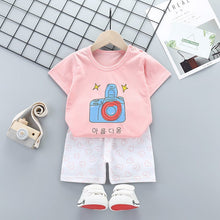 Load image into Gallery viewer, DT16TG-Children's short-sleeved suit pure cotton summer baby clothes Korean version girls T-shirt boys clothing foreign trade children's clothing