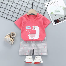 Load image into Gallery viewer, DT16TG-Children's short-sleeved suit pure cotton summer baby clothes Korean version girls T-shirt boys clothing foreign trade children's clothing
