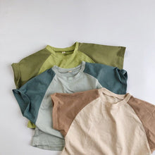 Load image into Gallery viewer, 928SE-Children's short-sleeved T-shirt 2022 summer new Korean version for boys and girls with shoulder-matching short-sleeved shirts and round neck tops