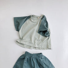 Load image into Gallery viewer, 928SE-Children's short-sleeved T-shirt 2022 summer new Korean version for boys and girls with shoulder-matching short-sleeved shirts and round neck tops